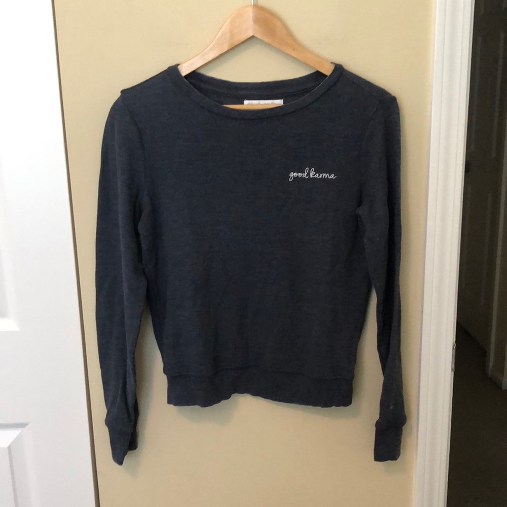 Spiritual Gangster navy waffle long sleeve top XS